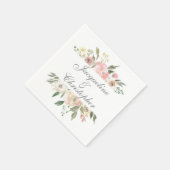 Summer Floral Blush Pink Cream Peony Wedding Servet (Hoek)