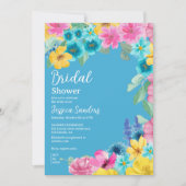 Summer floral Bridal Shower with Photo Blue Kaart (Voorkant)