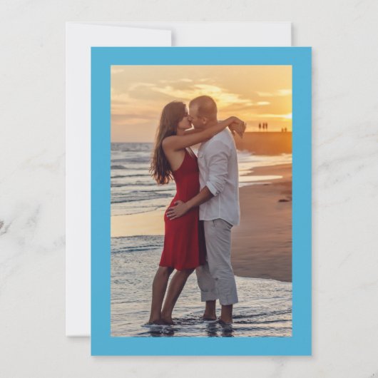 Summer floral Bridal Shower with Photo Blue Kaart (Achterkant)