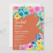 Summer floral Bridal Shower with Photo Orange Kaart (Voorkant)