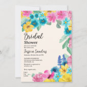 Summer floral Bridal Shower with Photo Yellow Kaart (Voorkant)