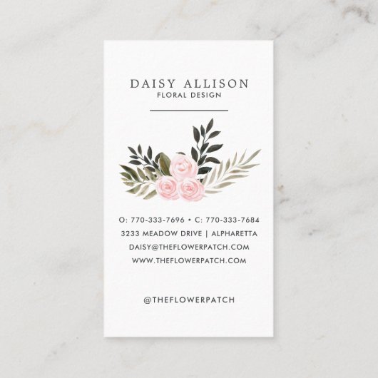 Summer Floral | Bronze en koraalroze Visitekaartje (Achterkant)