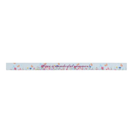 Summer Floral Butterfly Ribbon Grosgrain Lint (Voorkant)