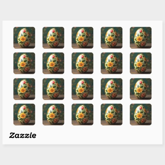 Summer Floral Easter Egg Vierkante Sticker (Vel)