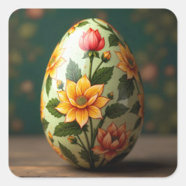 Summer Floral Easter Egg Vierkante Sticker