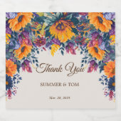 Summer Floral elegant Dank je Sparkling Wijnetiket (Enkel label)