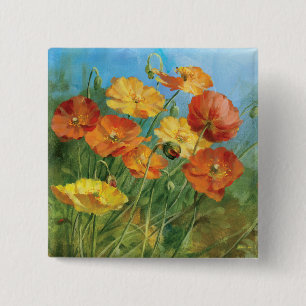 Summer Floral Field Vierkante Button 5,1 Cm