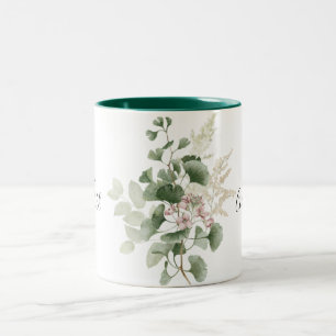 Summer Floral Foliage Mrs Pas getrouwd Bride Tweekleurige Koffiemok