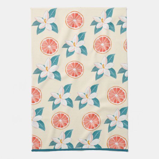 Summer Floral & Grapefruit Design Theedoek (Verticaal)