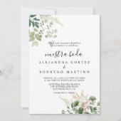 Summer Floral Green Foliage Nuestra Boda Wedding Kaart (Voorkant)