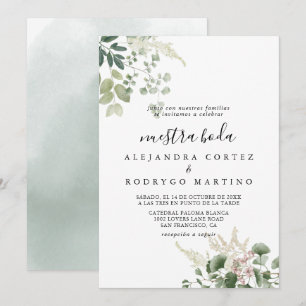 Summer Floral Green Foliage Nuestra Boda Wedding Kaart