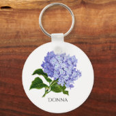 Summer Floral Hydrangea Personalized Sleutelhanger (Voorkant)