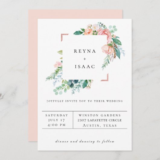 Summer Floral Lijst Weddenschap Aankondiging (Voorkant / Achterkant)