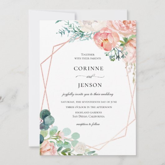 Summer Floral Lijst Weddenschap Kaart (Voorkant)