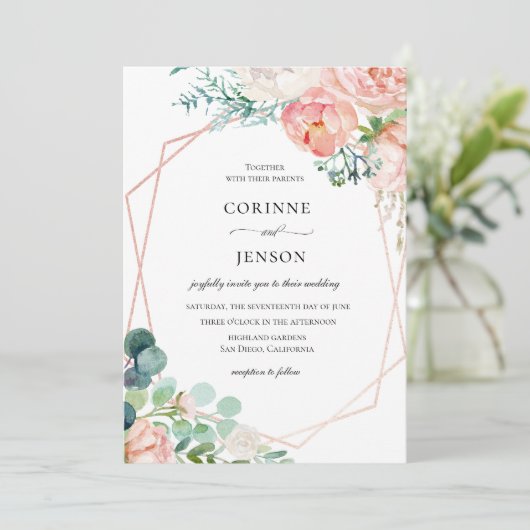 Summer Floral Lijst Weddenschap Kaart (Staand voorkant)