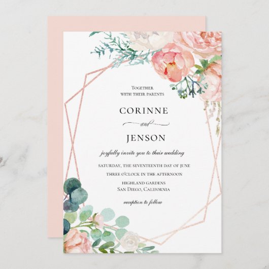 Summer Floral Lijst Weddenschap Kaart (Voorkant / Achterkant)