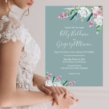 Summer Floral Mint Green Wedding Invitation