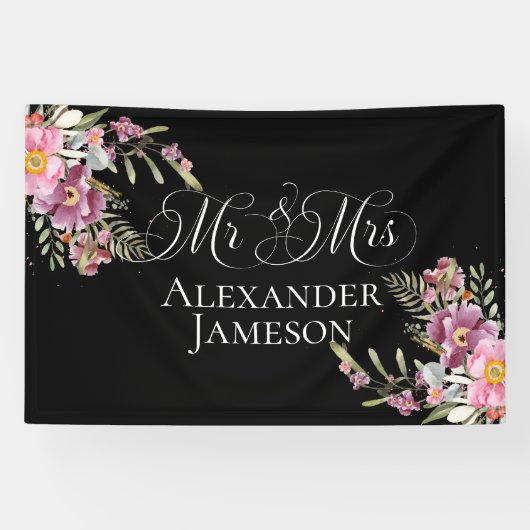 Summer Floral Mr & Mrs Wedding Banner (Horizontaal)
