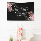 Summer Floral Mr & Mrs Wedding Banner (Insitu)