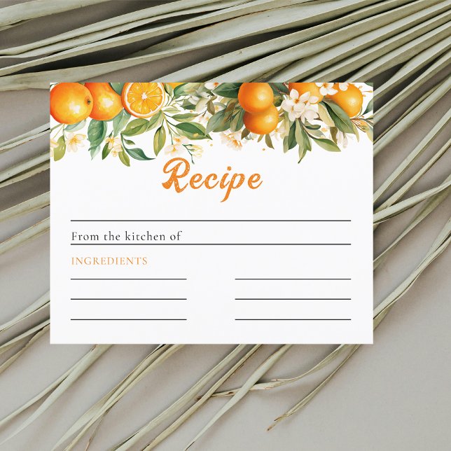 Summer Floral Orange Bridal Shower Recipie Card (Creator heeft geüpload)