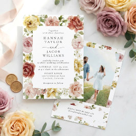 Summer Floral Photo Wedding Kaart
