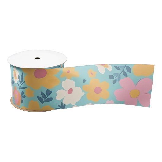 Summer Floral Print Satijnen Lint (Spoel)