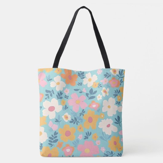 Summer Floral Print Tote Bag (Achterkant)