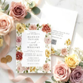 Summer Floral QR Code Wedding Kaart