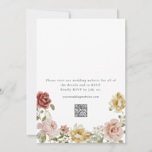 Summer Floral QR Code Wedding Kaart (Achterkant)