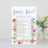 Summer Floral raad wie Baby shower game (Staand voorkant)