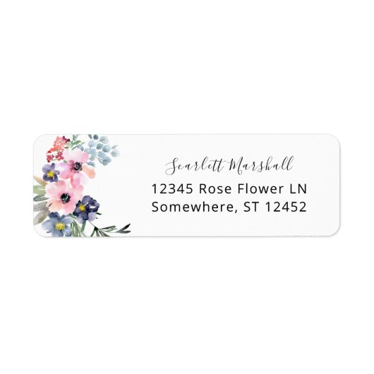 Summer Floral Return Address Etiket (Voorkant)