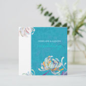 Summer Floral Turquoise Wedding Kaart (Staand voorkant)