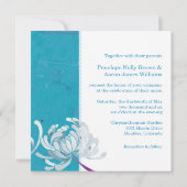 Summer Floral Turquoise Wedding Kaart (Achterkant)