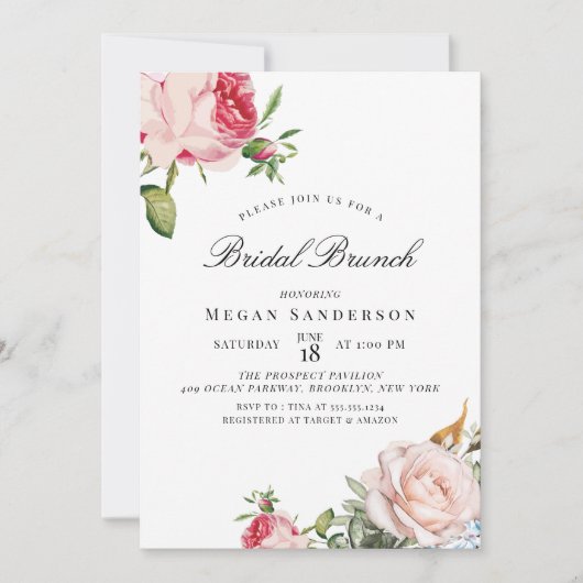 Summer Floral | Uitnodiging van Bridal Brunch (Voorkant)
