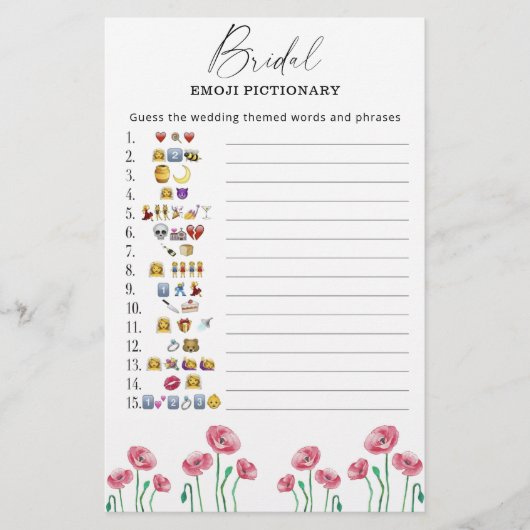 Summer floral vrijgezellenfeest emoji pictionary g (Voorkant)