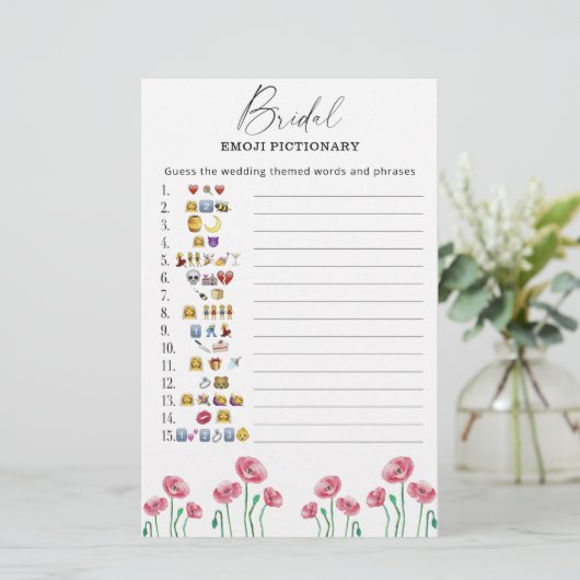 Summer floral vrijgezellenfeest emoji pictionary g (Staand voorkant)