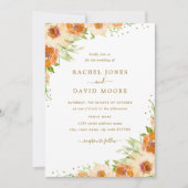 Summer Floral Waterverf Gold Wedding Invitation Kaart (Voorkant)