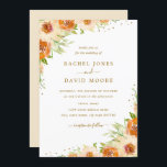 Summer Floral Waterverf Gold Wedding Invitation Kaart<br><div class="desc">modernere bloemetjes voor bruiloft in de Little Bayleigh Store!</div>