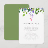 Summer Floral Waterverf Wedding Guest Details Informatiekaartje (Voorkant / Achterkant)