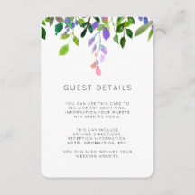Summer Floral Waterverf Wedding Guest Details