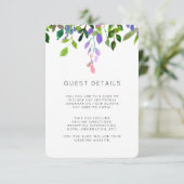 Summer Floral Waterverf Wedding Guest Details Informatiekaartje (Staand voorkant)
