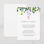 Summer Floral Waterverf Wedding Guest Details Informatiekaartje (Voorkant / Achterkant)