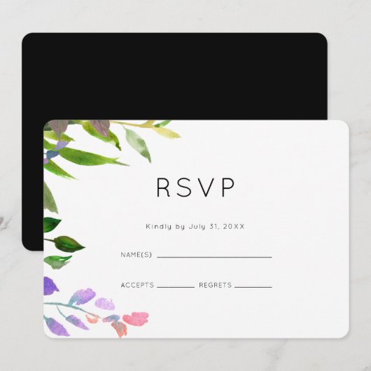 Summer Floral Waterverf Wedding RSVP Kaart (Voorkant / Achterkant)