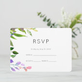Summer Floral Waterverf Wedding RSVP Kaart (Staand voorkant)