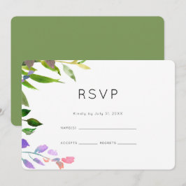 Summer Floral Waterverf Wedding RSVP Kaart