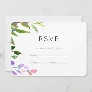 Summer Floral Waterverf Wedding RSVP Kaart