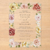 Summer Floral Wedding Acryl Uitnodigingen (Voorkant)