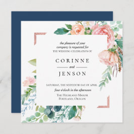 Summer Floral Wedding Invitation Kaart