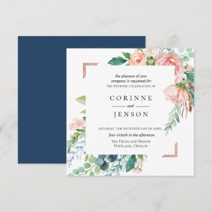 Summer Floral Wedding Invitation Kaart