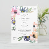 Summer Floral Wedding Kaart (Staand voorkant)